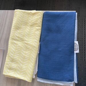 Yellow and Blue Patterned Swaddle Blankets